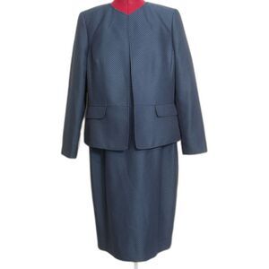 NWT Le Suit Jacket Dress Woman's Size 14 Blue 2-Piece Set Blazer & Dress